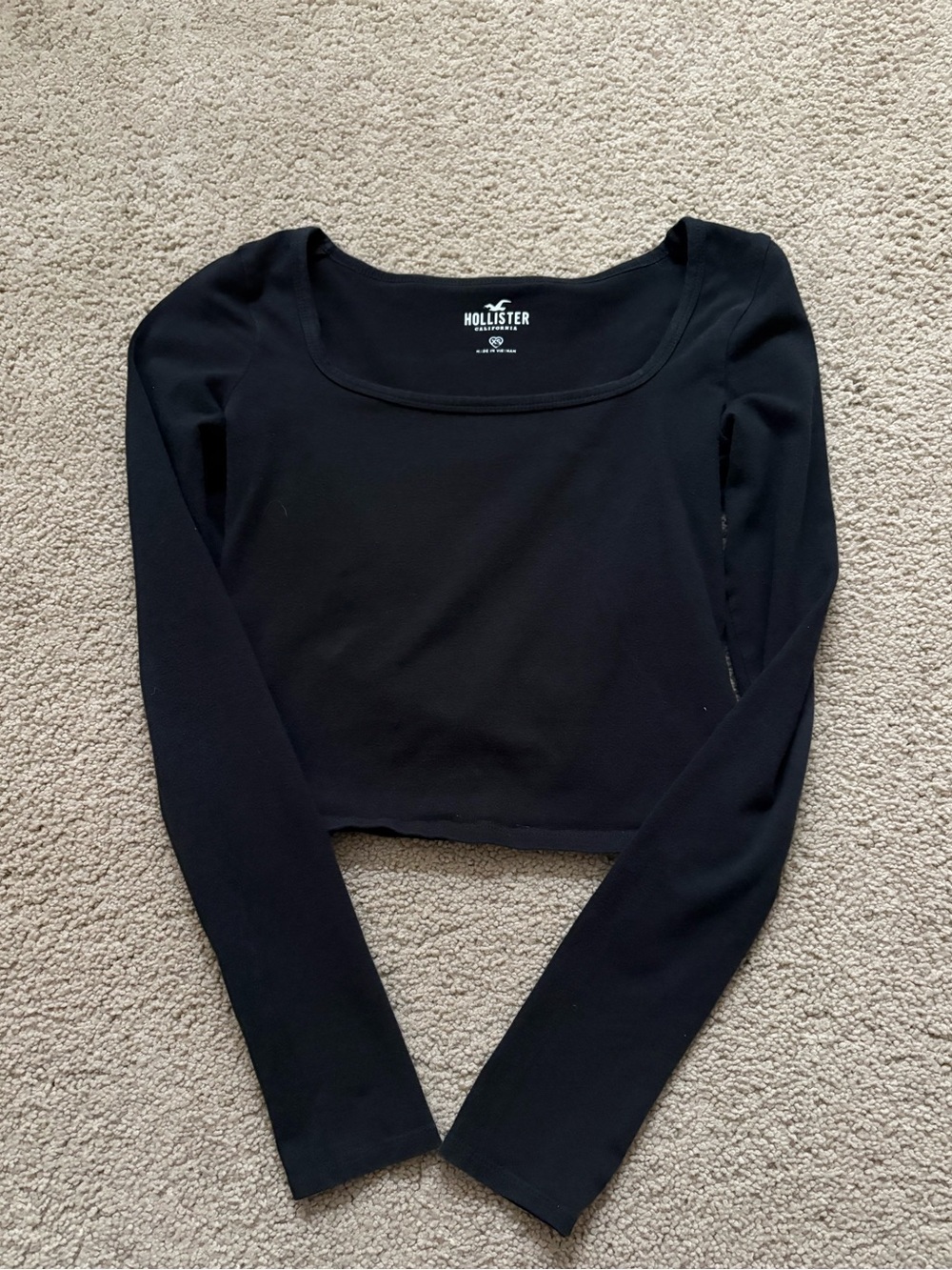 Hollister Black Long Sleeve Scoop Crop Top